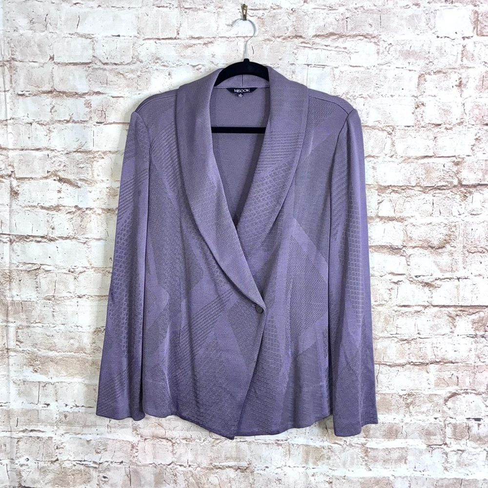 Misook Shawl Collar Cardigan Topper in Purple Size Large